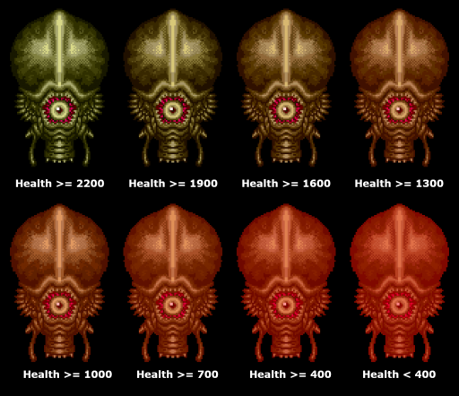 The HP thresholds where Phantoon changes color
